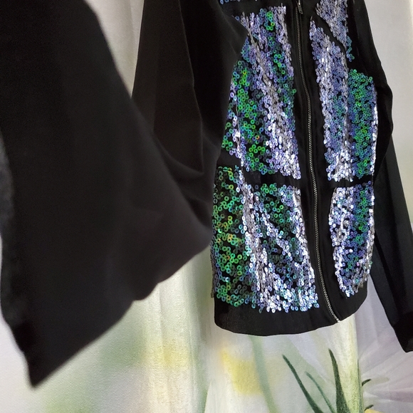 BCBGeneration Sheer Sequin Bomber Jacket - Picture 10 of 12